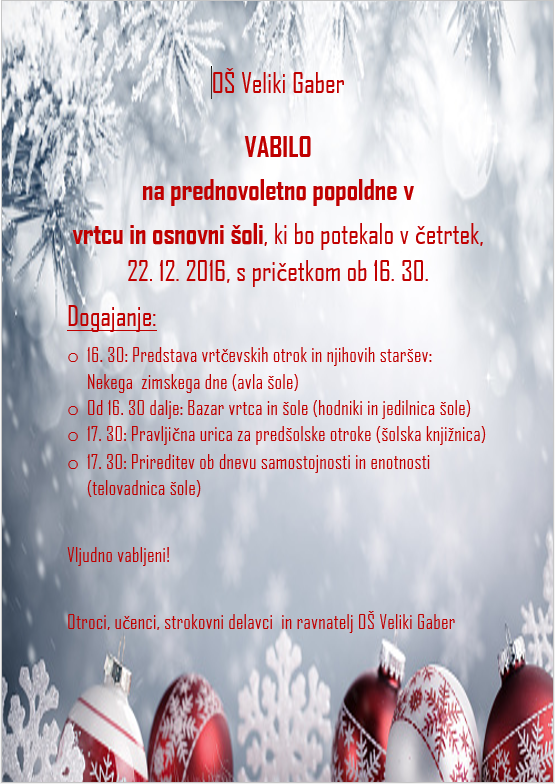 Vabilo na prednovoletno popoldne