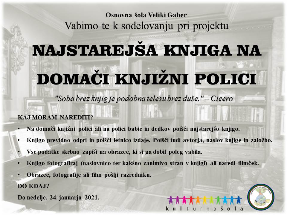 Projekt Najstarejša knjiga na domači knjižni polici